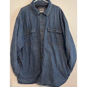 Vintage Shaver Lake Casuals Denim Shirt Jacket Flannel Lined Shacket Size 2X